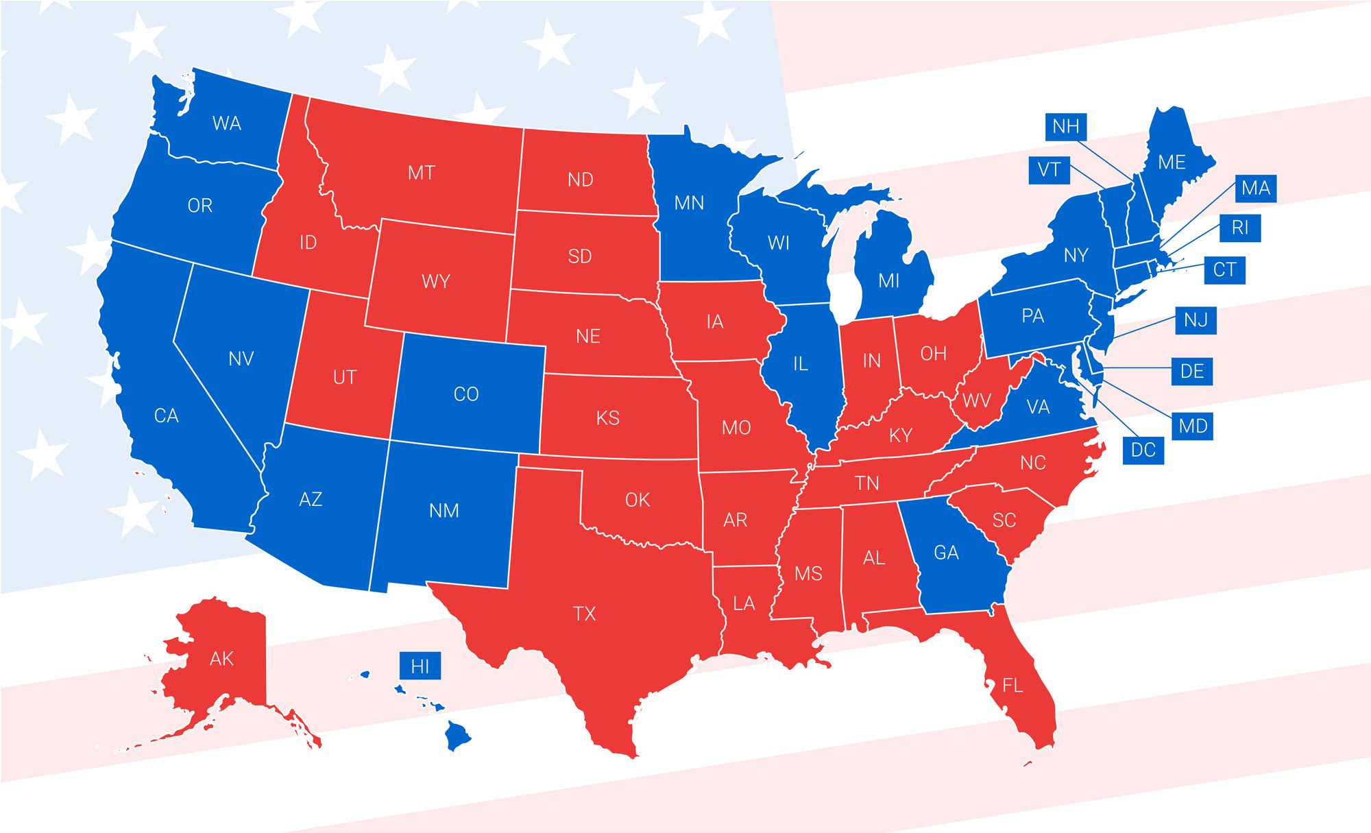 Map Of Republican Vs Democrat States 2024 Bird Verena